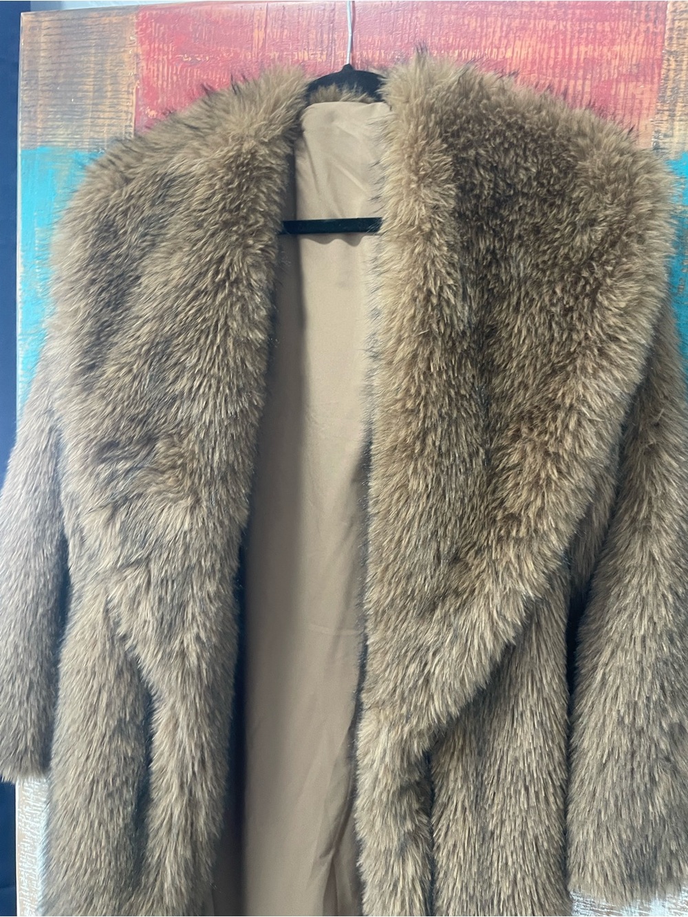 Plush Long Teddy Faux Fur Coat - Brown - Picture 7 of 8